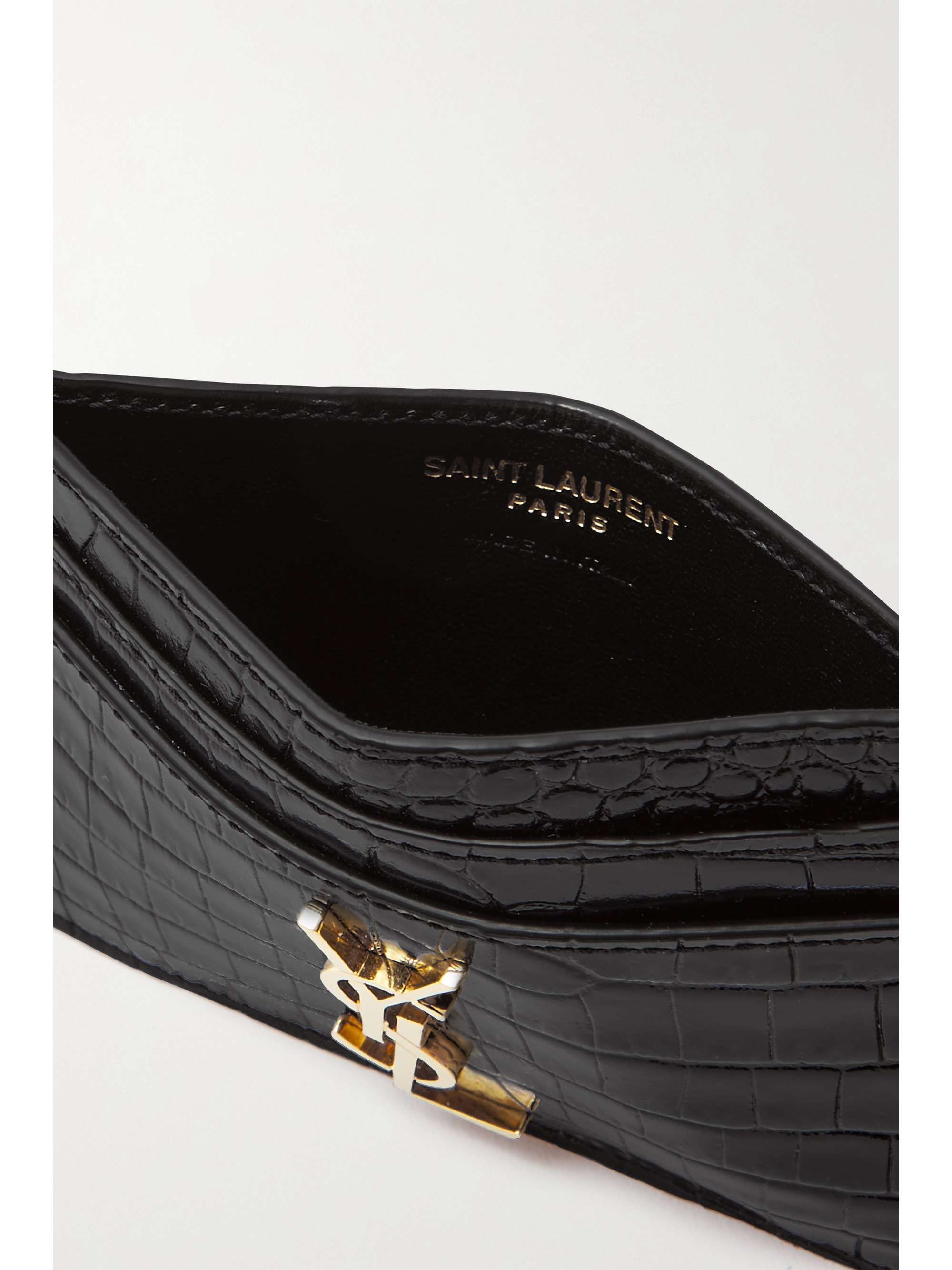 SAINT LAURENT Embellished croc-effect leather cardholder | NET-A
