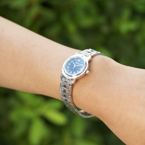 HERMES ヴィンテージ エルメス クリッパー SS ブラック文字盤 CL4.210