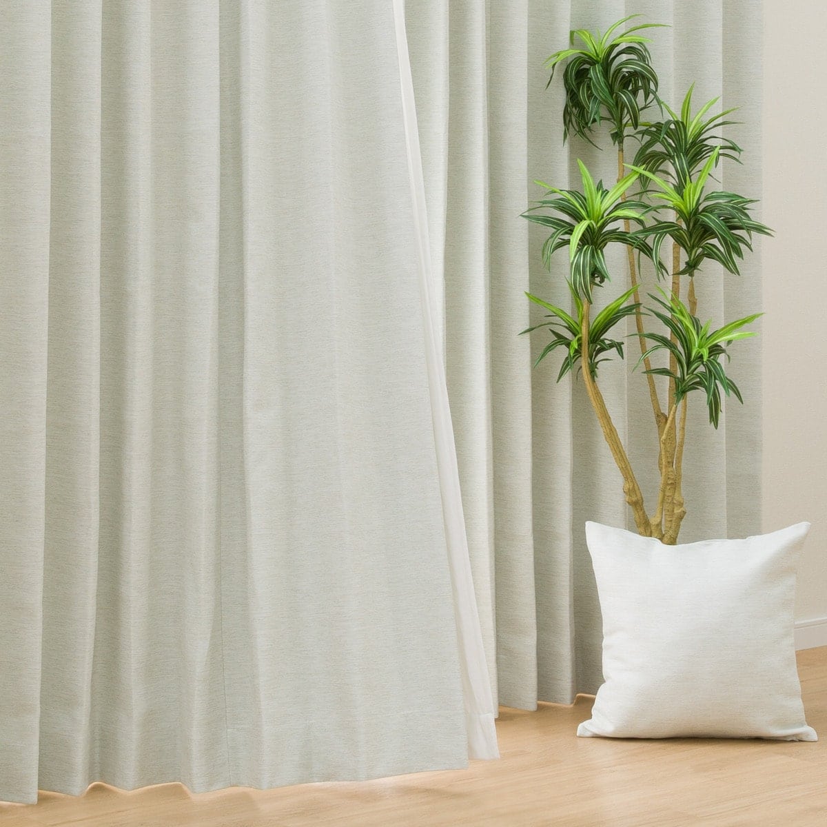 遮光2級・遮熱・防炎オーダーカーテン Sノーブル2 アイボリー 2倍ヒダ