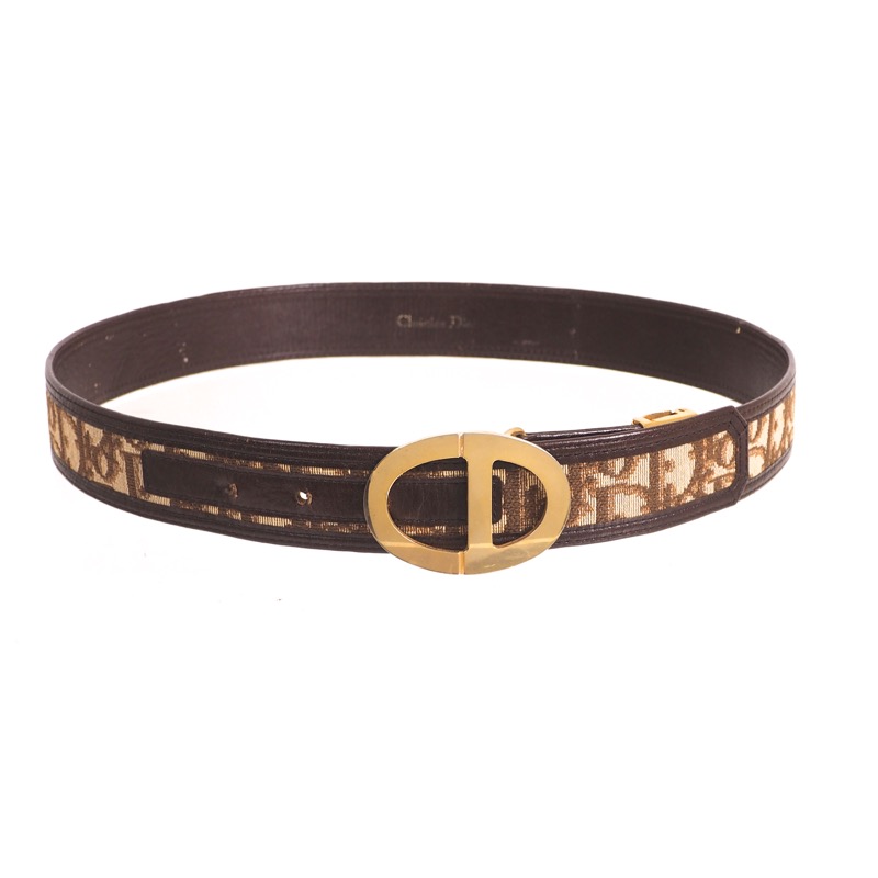Vintage Christian Dior Brown Trotter Monogram CD Buckle L Belt