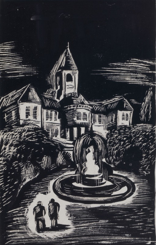 松野一夫 「黒死館殺人事件」（小栗虫太郎）第1回扉 原画 1934年