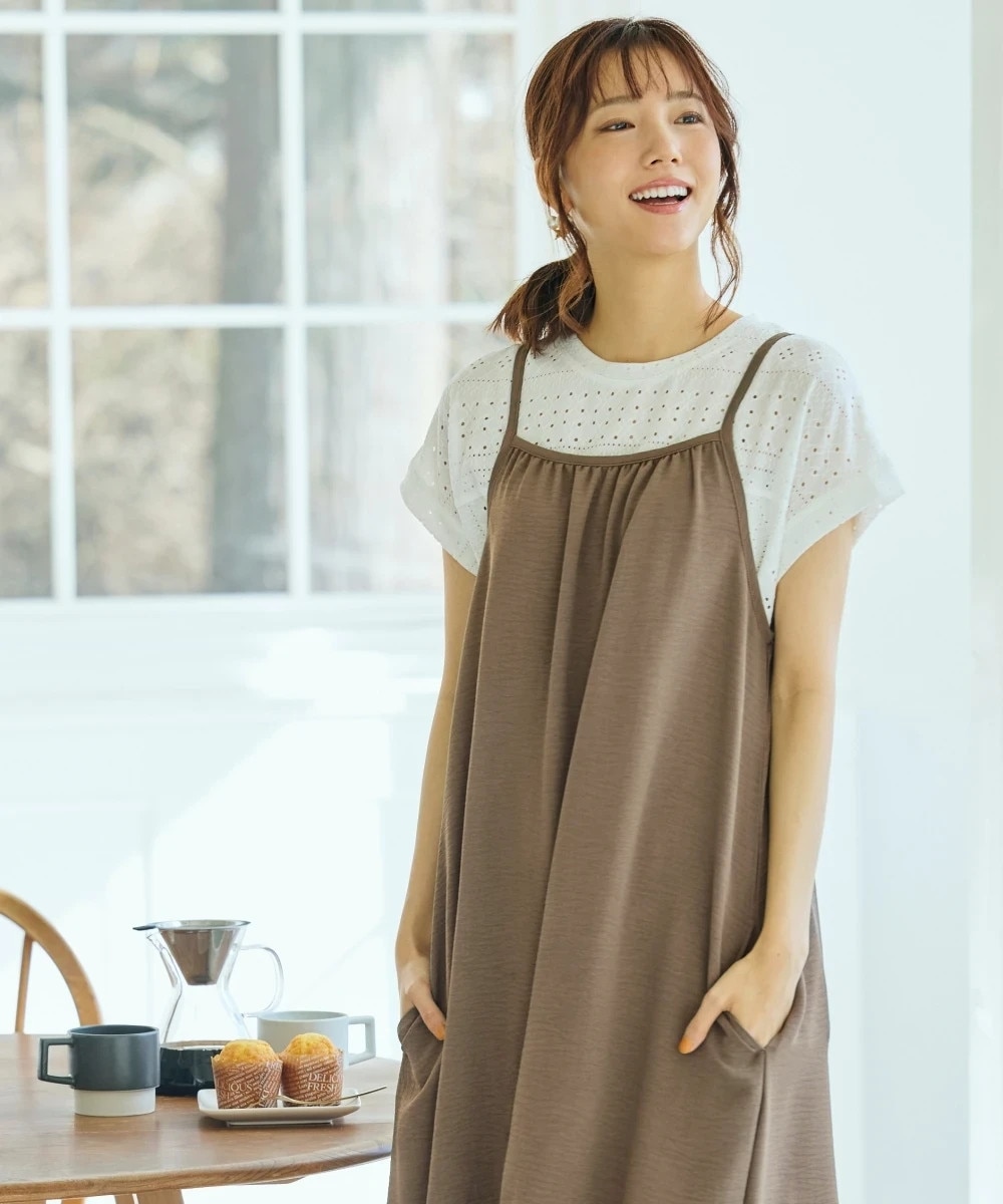 大きいサイズ 楽ちんひんやりふんわりキャミワンピース（接触冷感