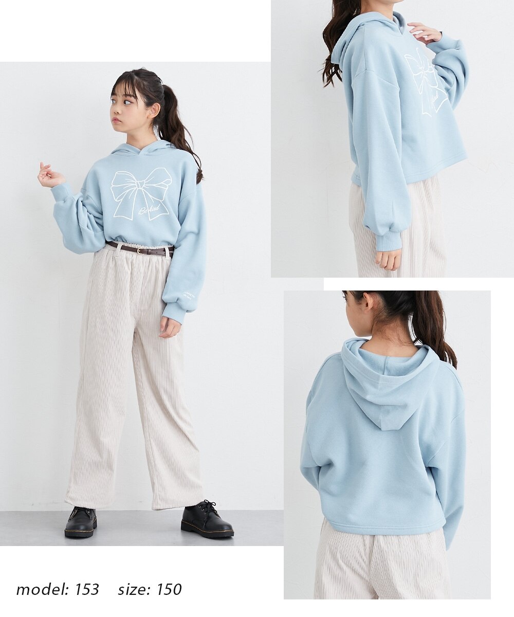 裏起毛プリントクロップド丈プルパーカー（男の子・女の子） 通販