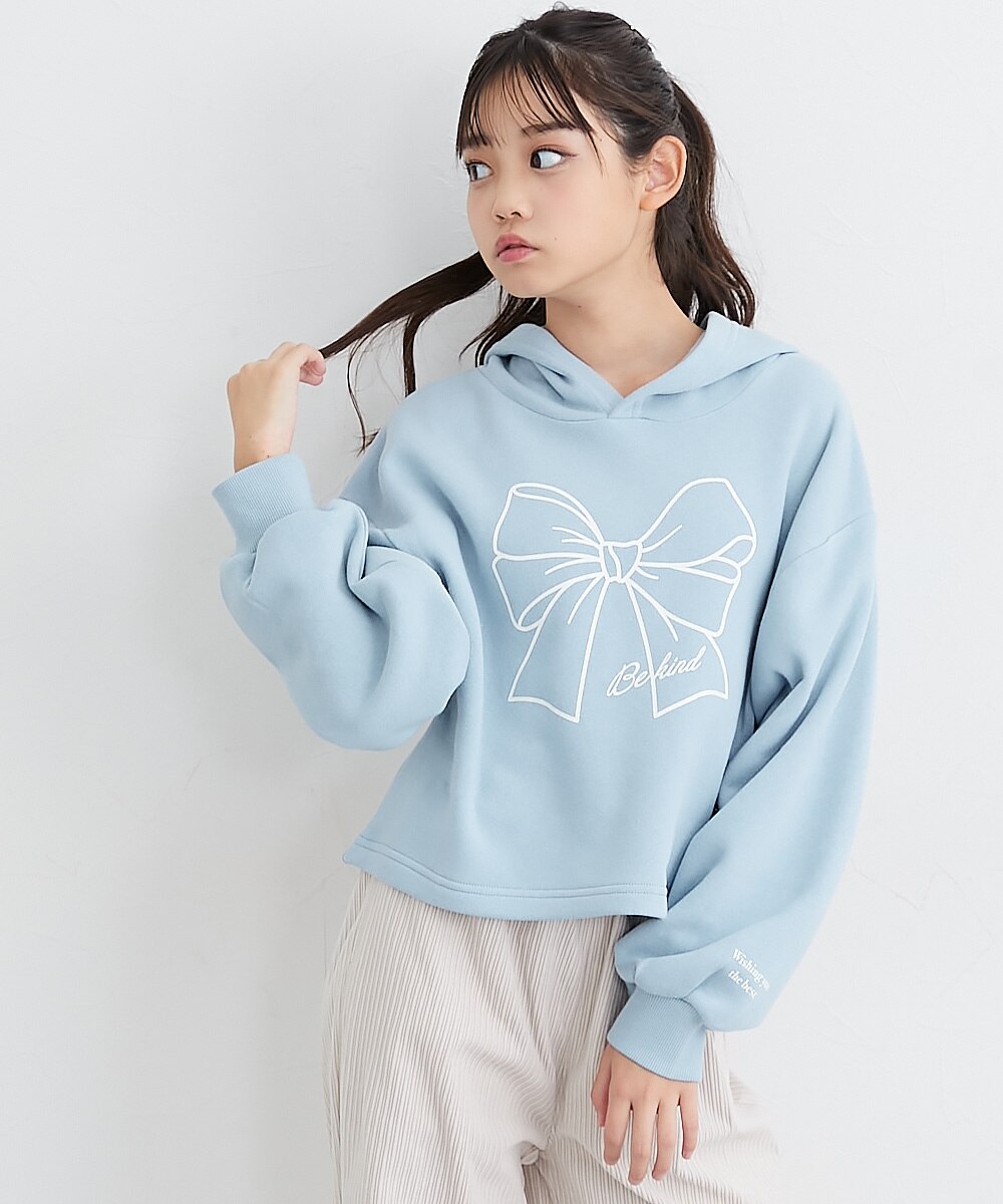 裏起毛プリントクロップド丈プルパーカー（男の子・女の子） 通販