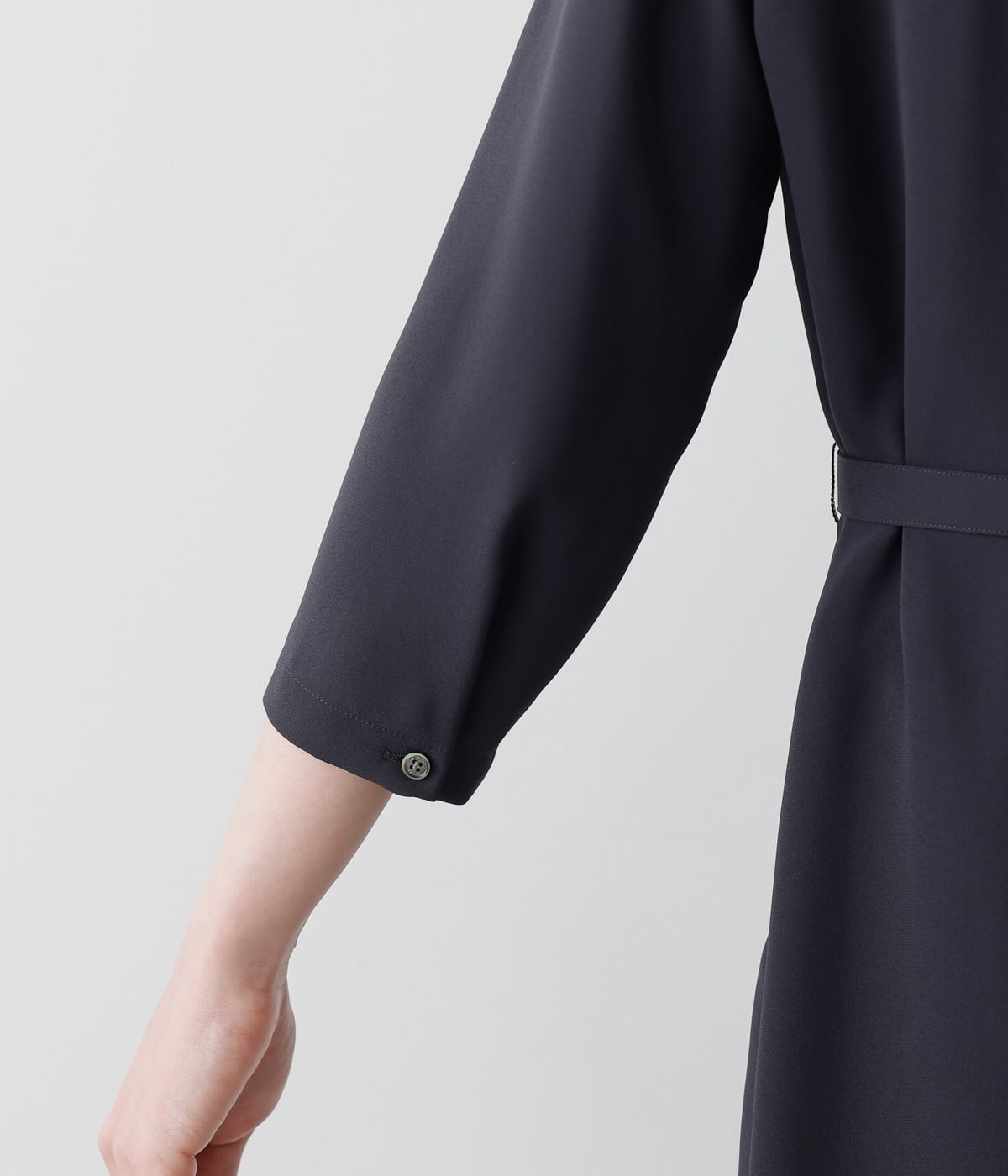 L】ポリエステルソフトクロス 7分袖ボウタイ風ワンピース(54443155