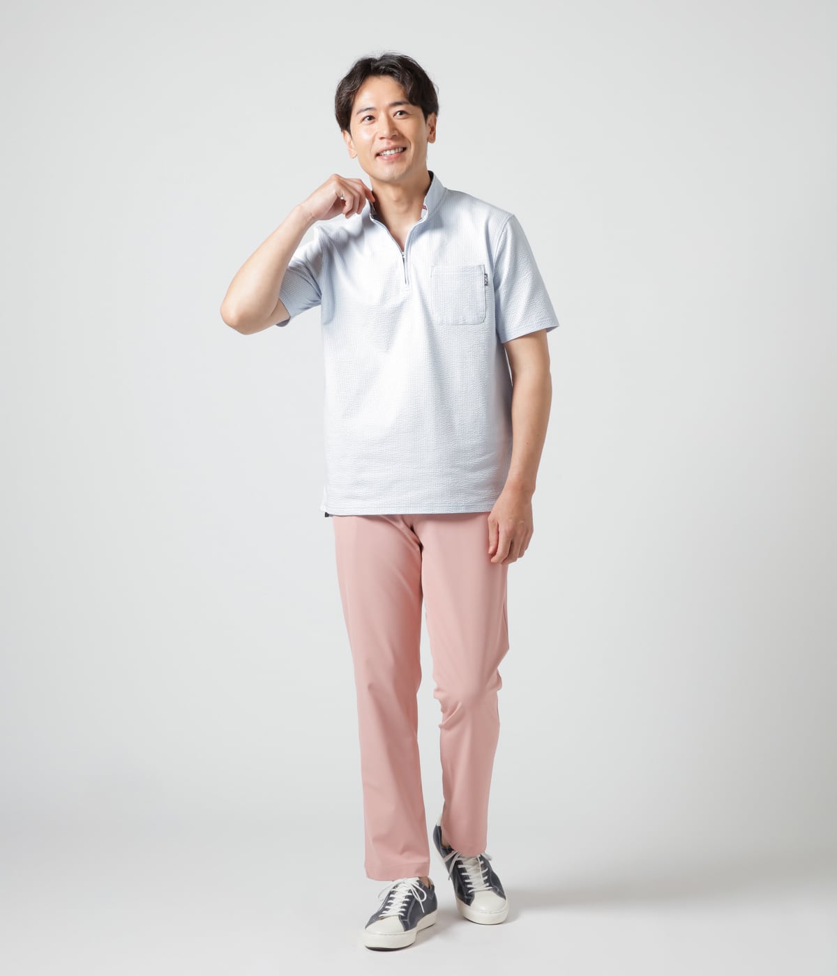 吸水速乾】COOL COMFORT サッカーストライプ ハーフジップ スタンド