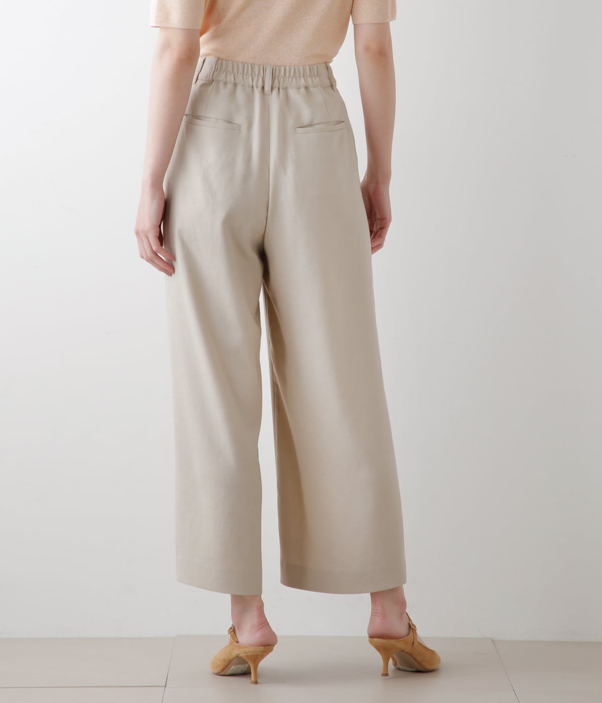 リネンライククロス タックガウチョパンツ(51332150-2024