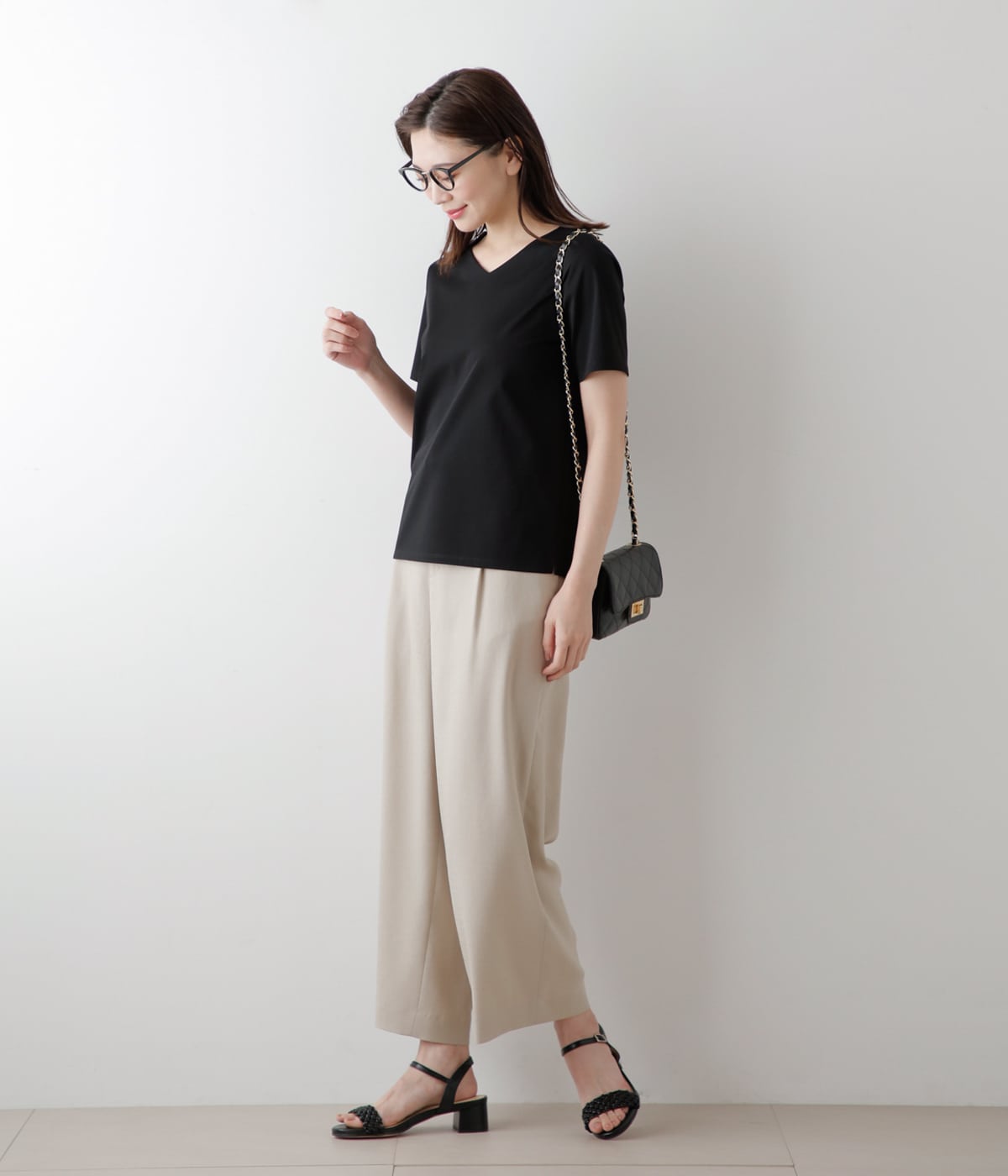 リネンライククロス タックガウチョパンツ(51332150-2024