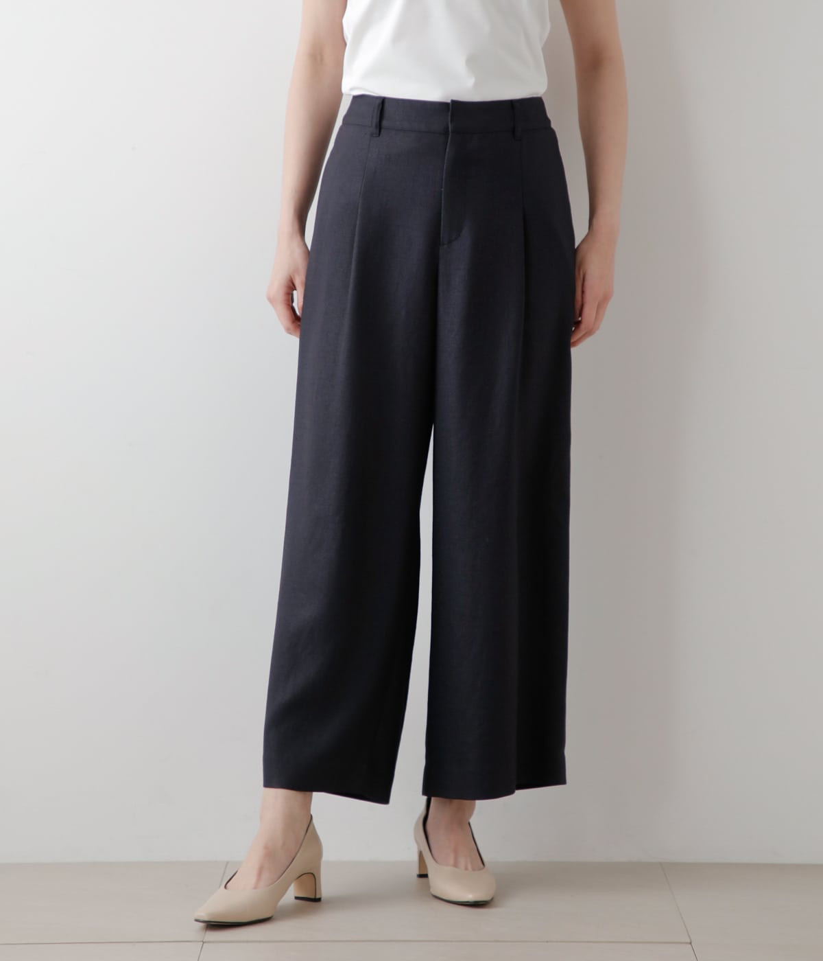 リネンライククロス タックガウチョパンツ(51332150-2024