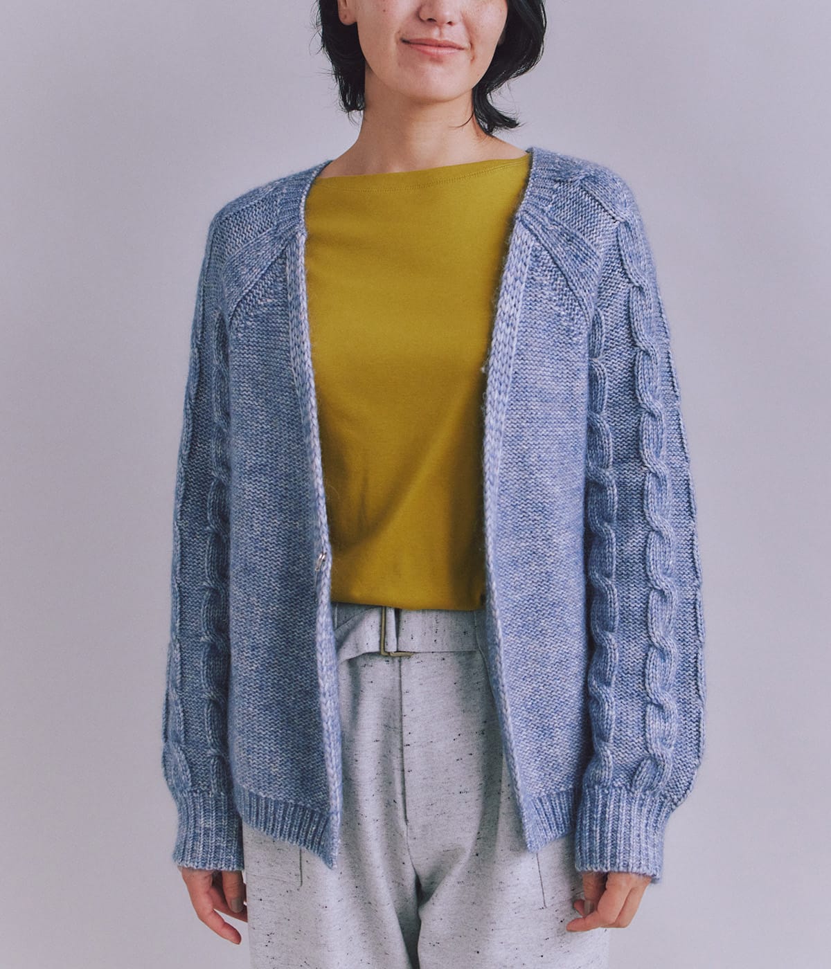 Cotton Alpaca ケーブルラグランニットカーディガン(37716751-2025