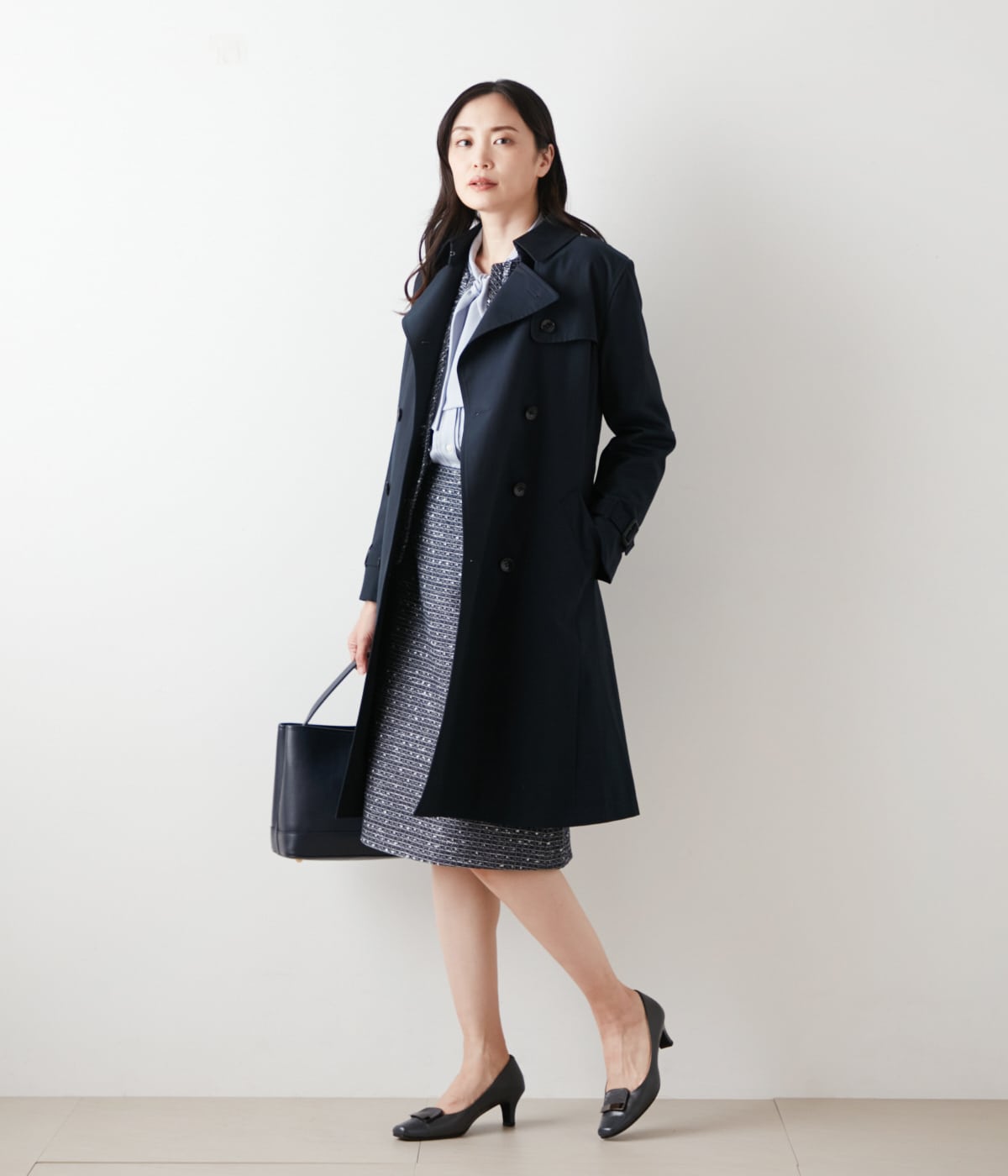 マットサテン ピンタックボウタイブラウス(51625114-2025