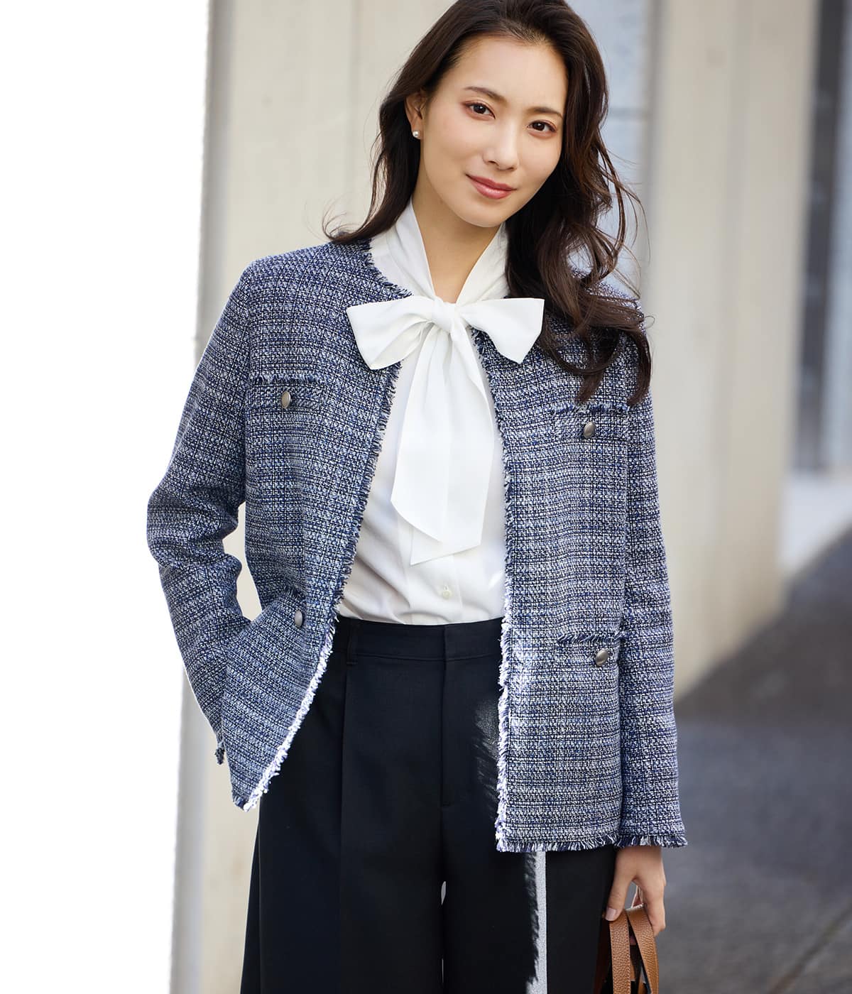 ライトデシン 長袖ボウタイブラウス(51618116-2026)｜ファッション通販