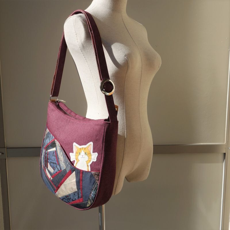 大島紬パッチワーク Uの字ショルダーバッグ【Potu】＜にゃん太通販＞