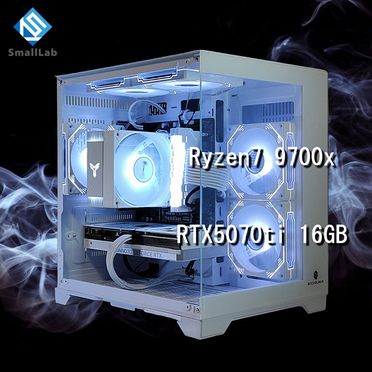 AMD Ryzen7 9700x ／ RTX5070ti 16GB ガラス2面コンパクト ゲーミング