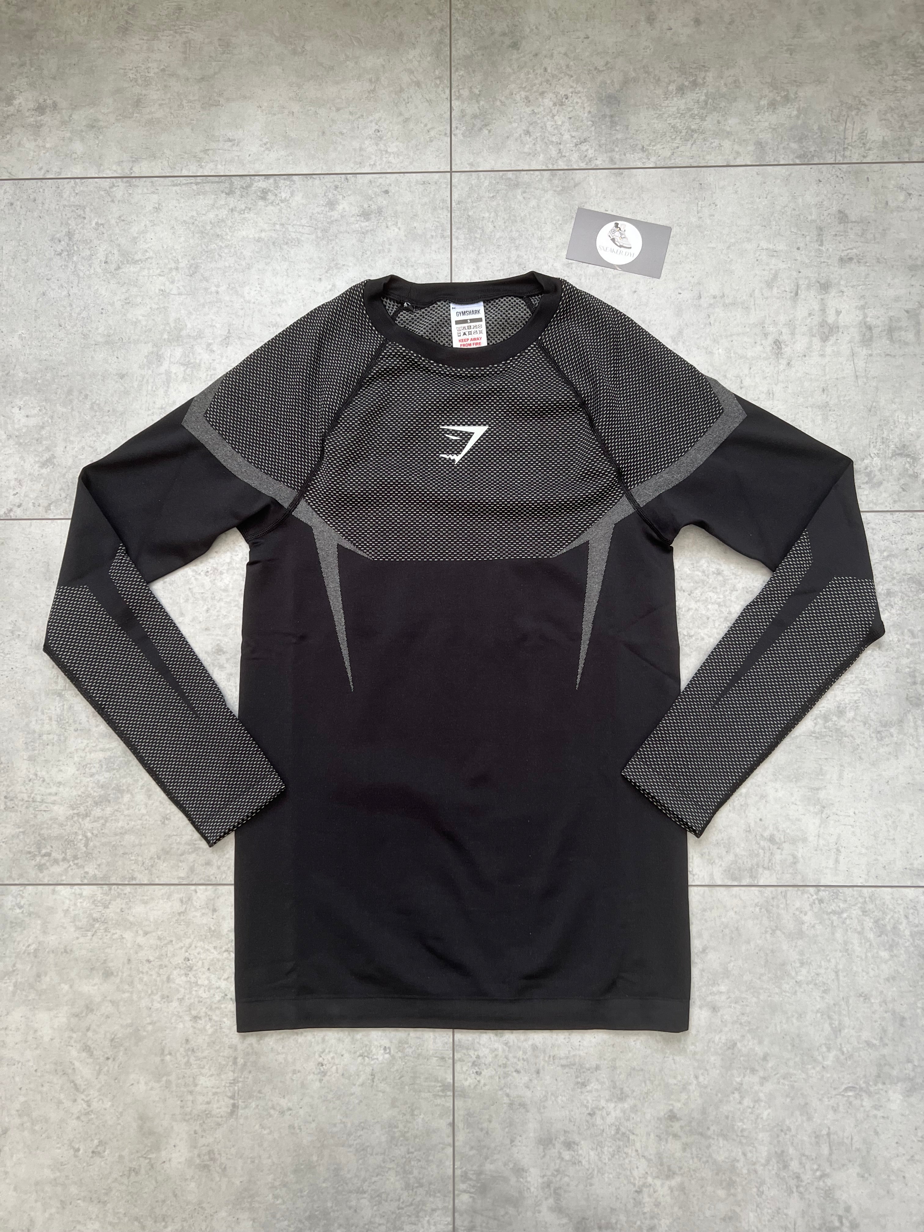 Gymshark Onyx 5.0 Seamless Long Sleeve T-Shirt - 'Black/Light Grey