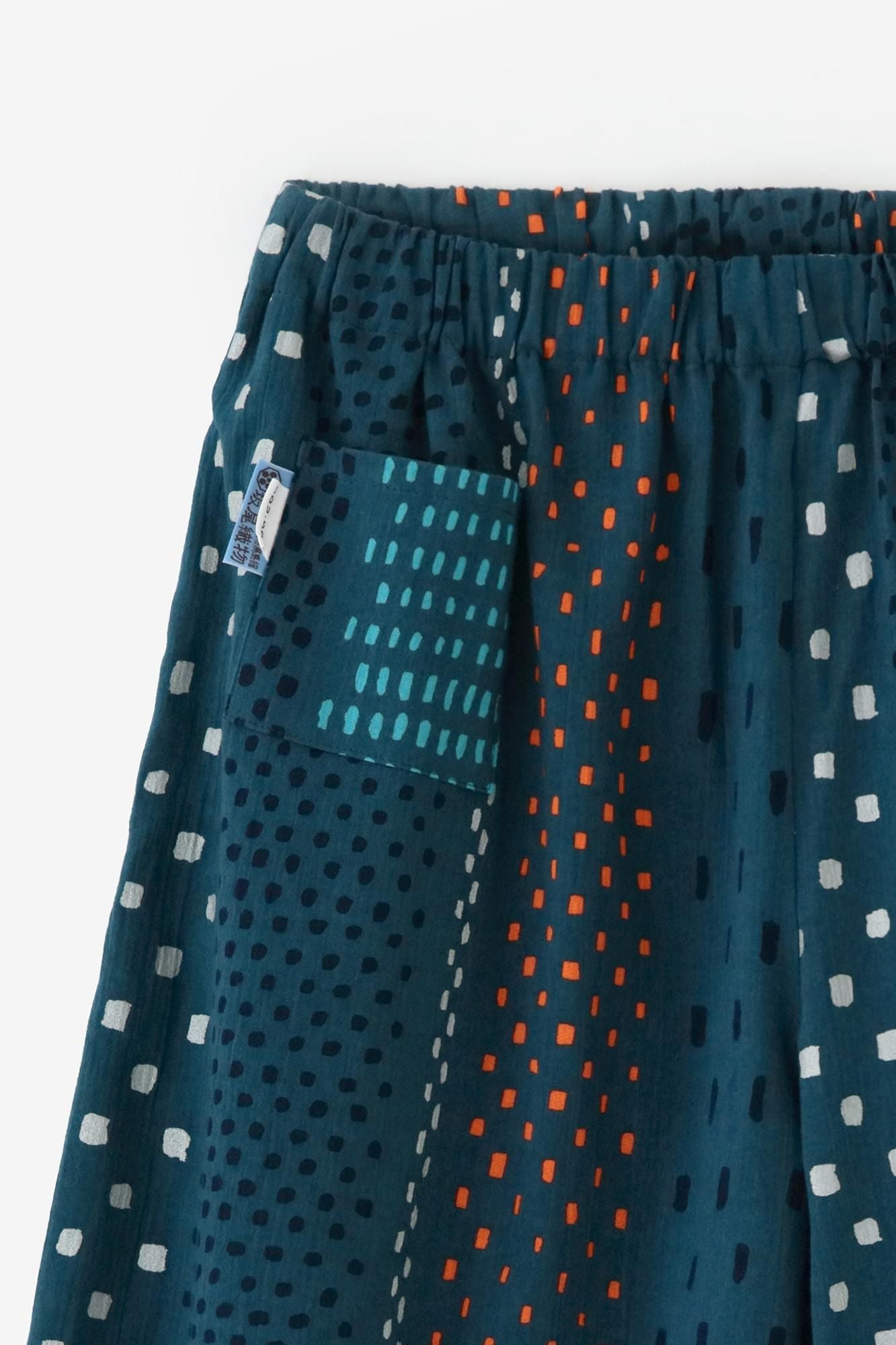 高島縮 20/20 広形（ひろなり）もんぺ はぎ丈／霰縞（あられじま）