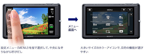 DSC-TX7 特長 : デザイン＆タッチ操作 | デジタルスチルカメラ Cyber