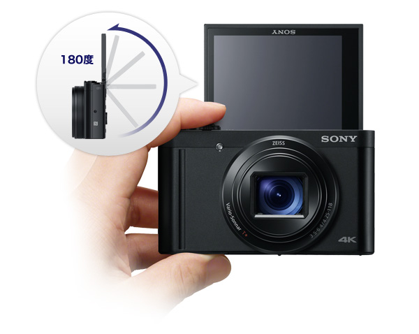 DSC-WX800 特長 : 180度可動式液晶モニター＆Wi-Fi（R）・NFC機能