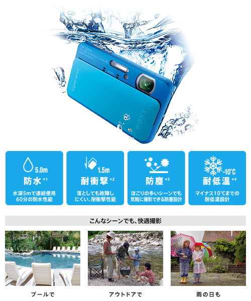 DSC-TX20 特長 : タフボディ＆薄くても大きくズーム | デジタルスチル