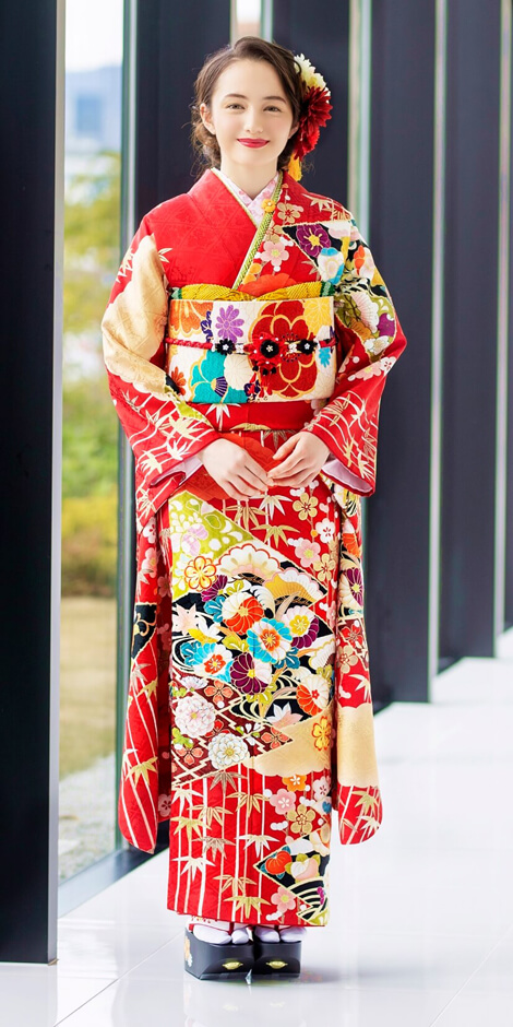 ピンク地蝶に菊[FS0415] | 成人式振袖レンタル京都さがの館