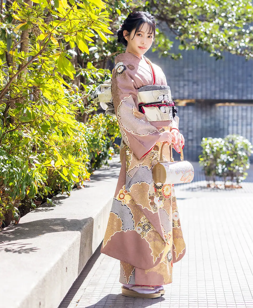 グレーに雪輪と菊 [FS1159] | 成人式振袖レンタル京都さがの館