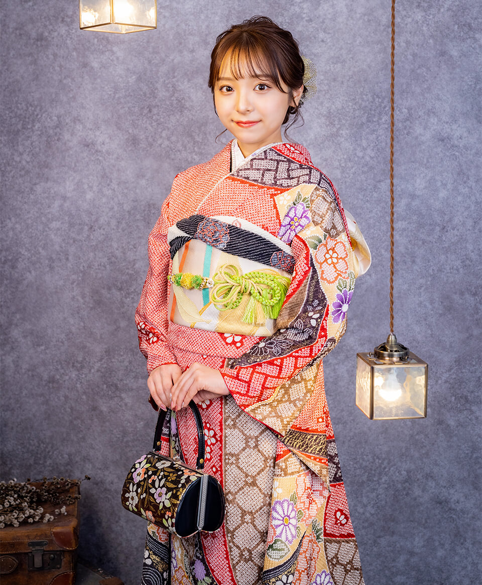 赤地絞-躍D[ES0251] | 成人式振袖レンタル京都さがの館