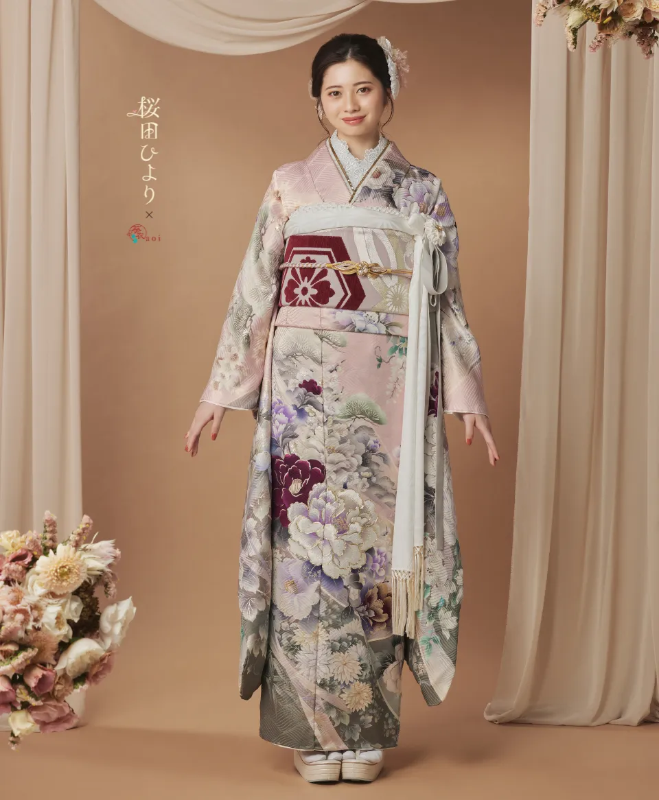 淡ピンク地うす紫牡丹に四季花[FR5032] | 成人式振袖レンタル京都さがの館