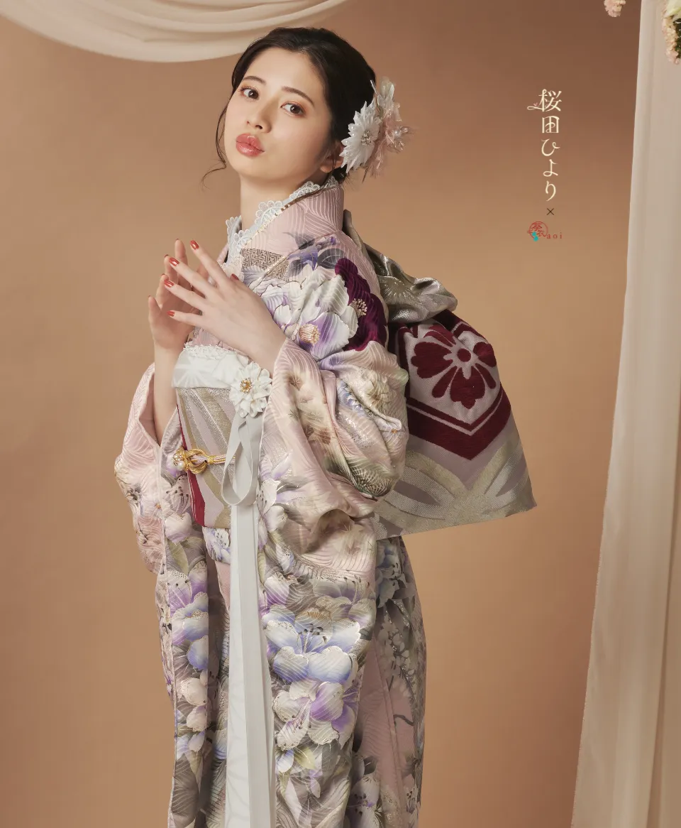 淡ピンク地うす紫牡丹に四季花[FR5032] | 成人式振袖レンタル京都さがの館