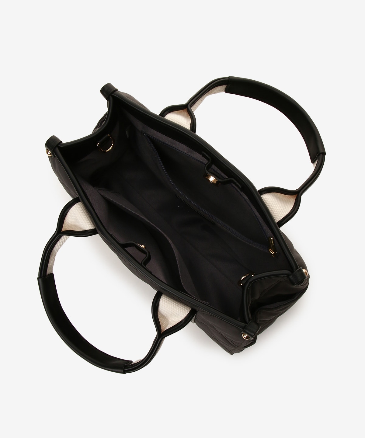 ロゴテープキルティングハンドバッグ（小）(FREE ブラック