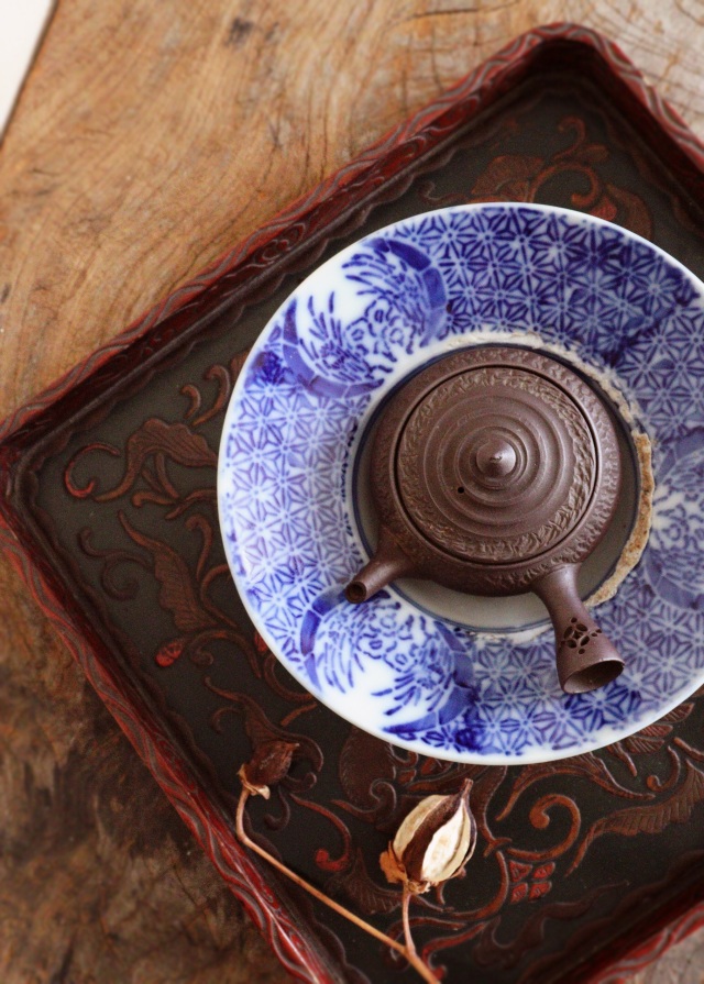 染付印判蝙蝠麻の葉紋小鉢 盃洗 茶船 和食器