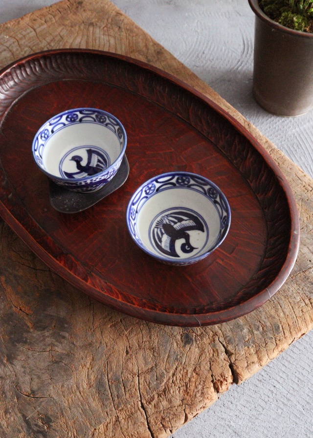 美品 【飛騨春慶塗 半月盆】膳 トレイ 天然木 漆塗 懐石 茶道具 5枚