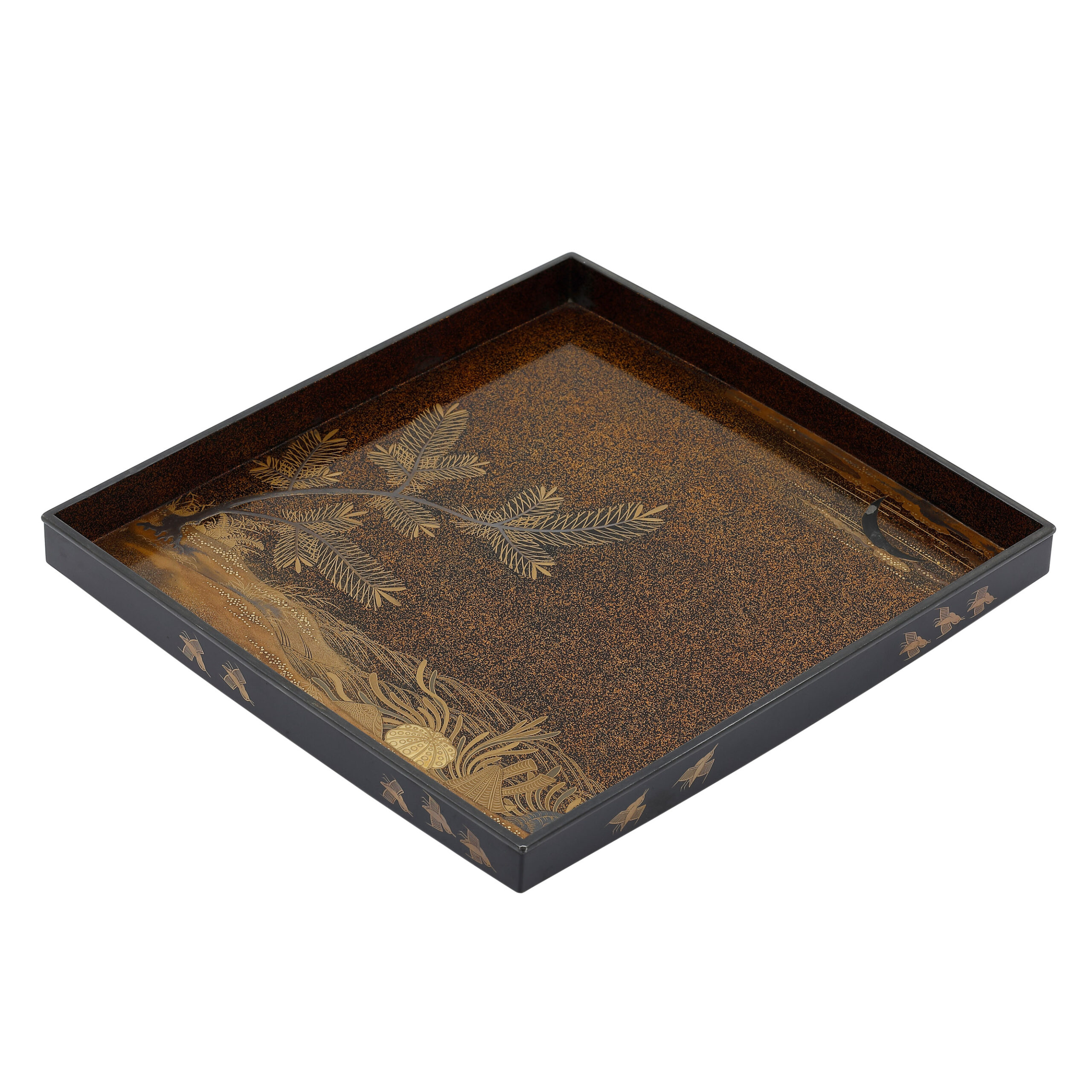 Japanese lacquer box-Makie Suzuri Bako Jakago Chidori Zu