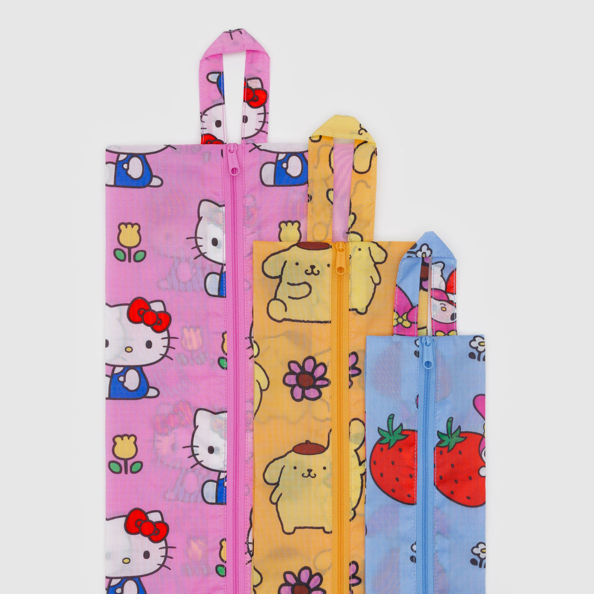 Hello Kitty and Friends x Baggu 3-pc Zipper Pouch Set (Fruits + Floral