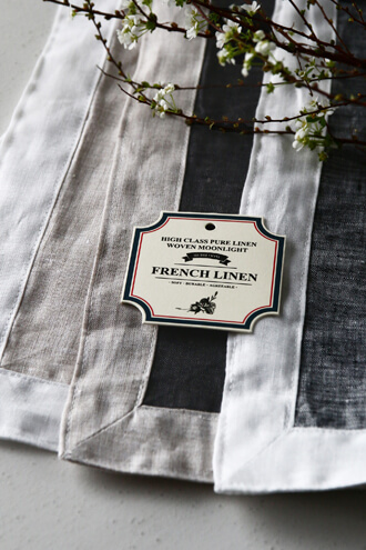 Sarah Graceフレンチリネンプレースマット ナチュラルxホワイト35x45cm