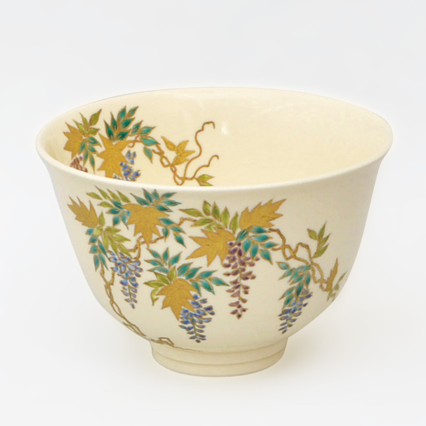 古薩摩白薩摩春の絵花模様茶碗茶道具