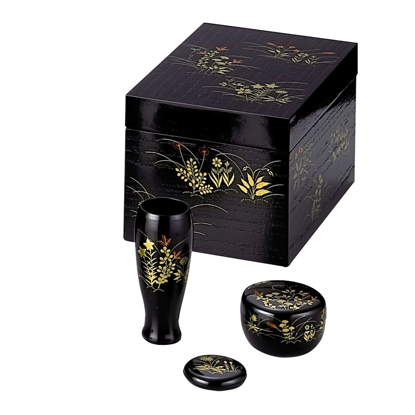 茶道具 茶箱（ちゃばこ） 利休茶箱 掻合塗 (かきあわせぬり) 春秋※三点