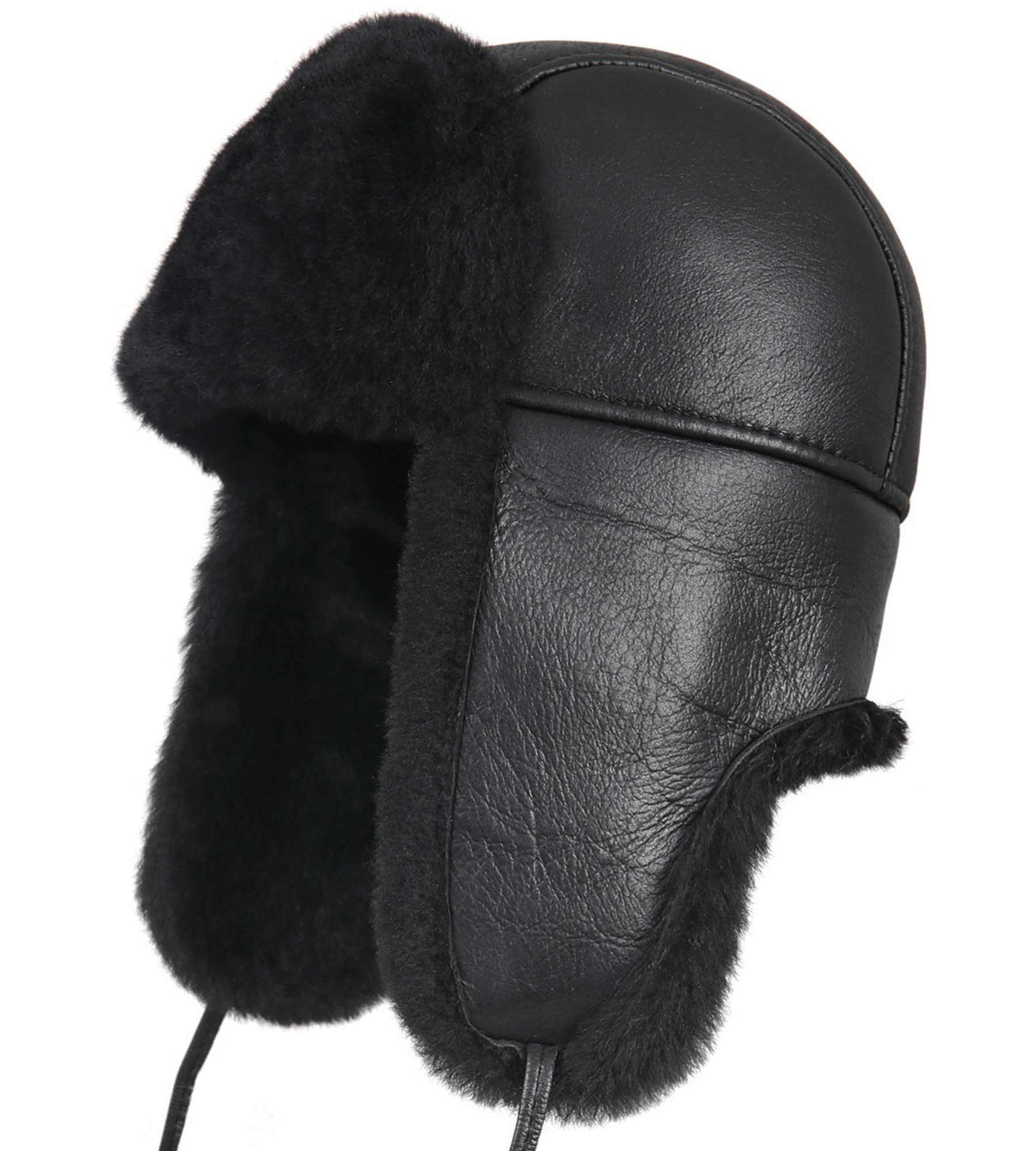 Men's B3 Bomber Shearling Sheepskin Aviator Hat | Black