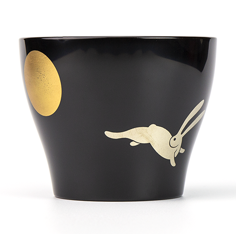 カップ酒器-越前塗 ちょこわん黒 月うさぎ［1客］ | 越前漆器粂治郎