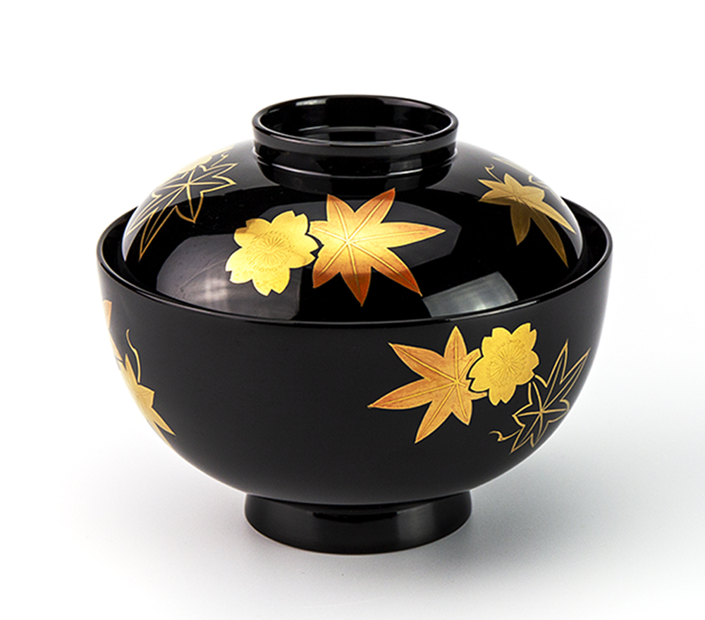 お椀吸物椀-【手描き蒔絵・磨き蒔絵】越前塗 春秋 吸物椀［5客