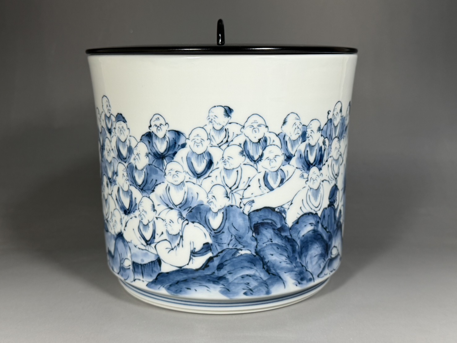 五山窯 林淡幽 造 染付 人物 水指 | 新栄堂