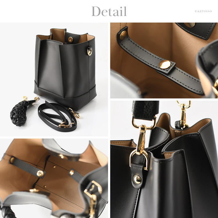 バケツ型 バッグ ハンドバッグ 2way ショルダー レザー イタリア製