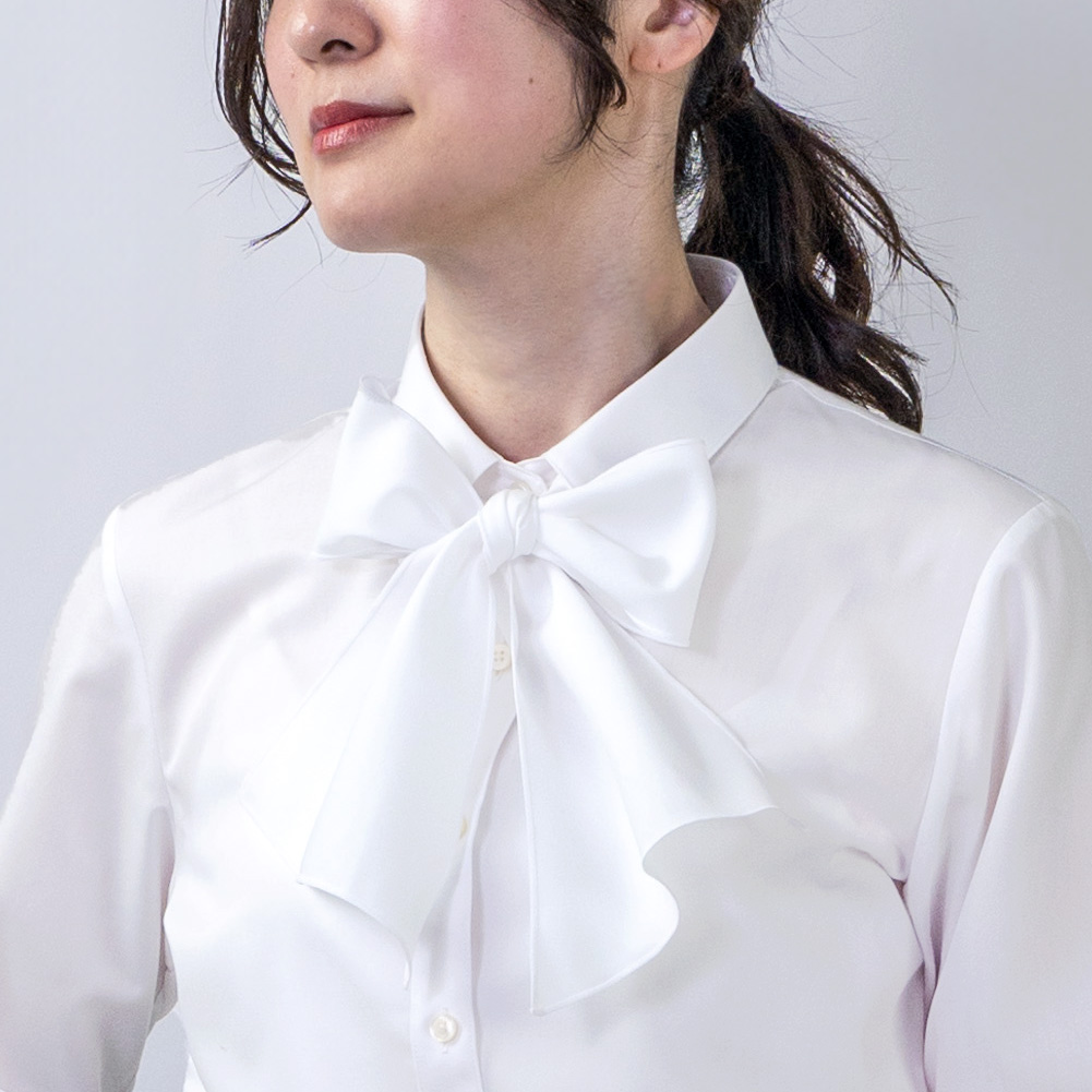 cen.ボウタイブラウス リボン付きホワイトブラウス セール】 【入卒