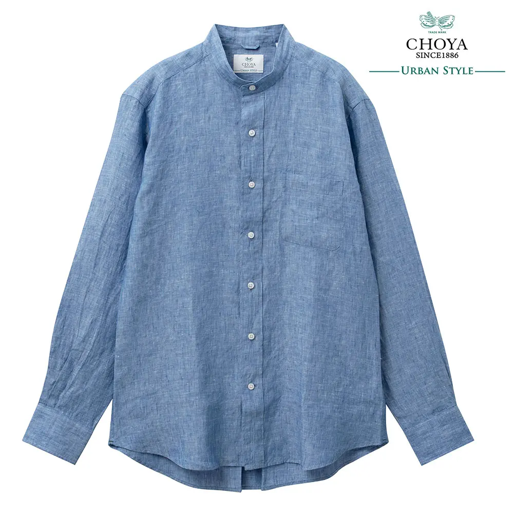 CHOYA URBAN STYLE カジュアルシャツ リネンシャツ スタンドカラー