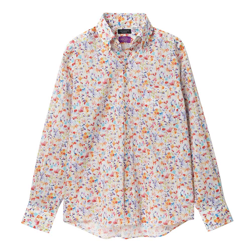 ワイシャツ 花柄 プリント 草木、ボタニカル マルチカラー LOUIS