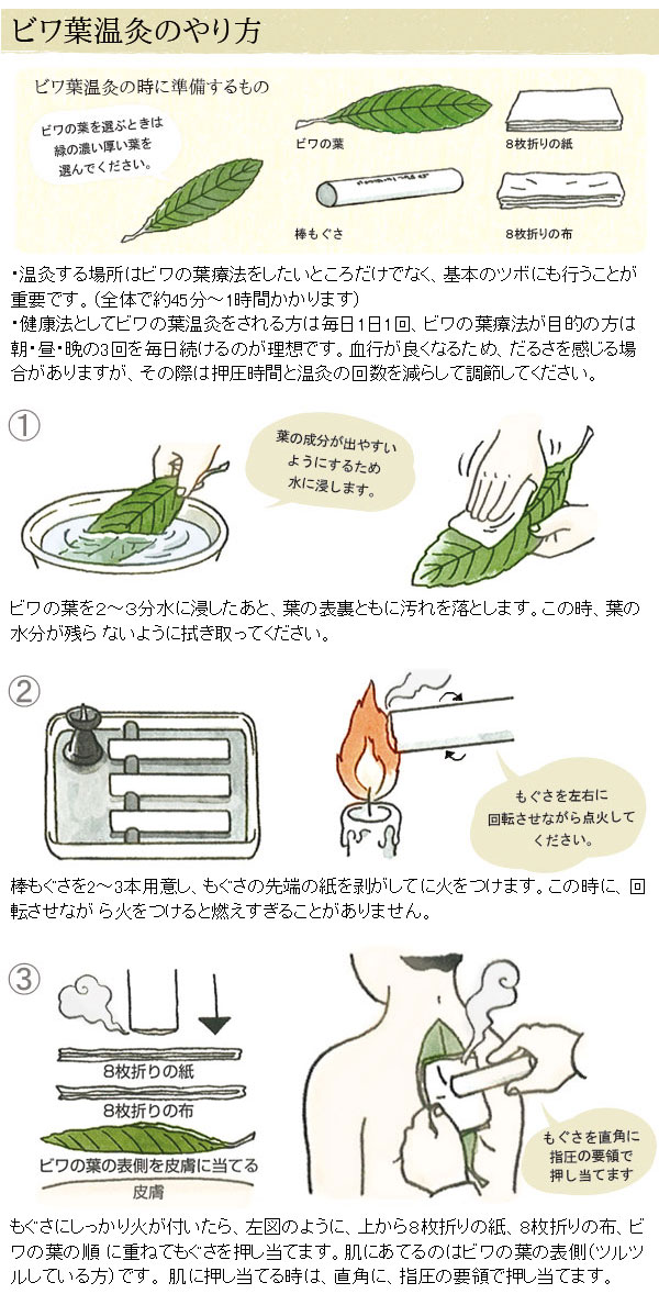 ビワ葉温灸療法 細棒もぐさ温灸セット【三栄商会】