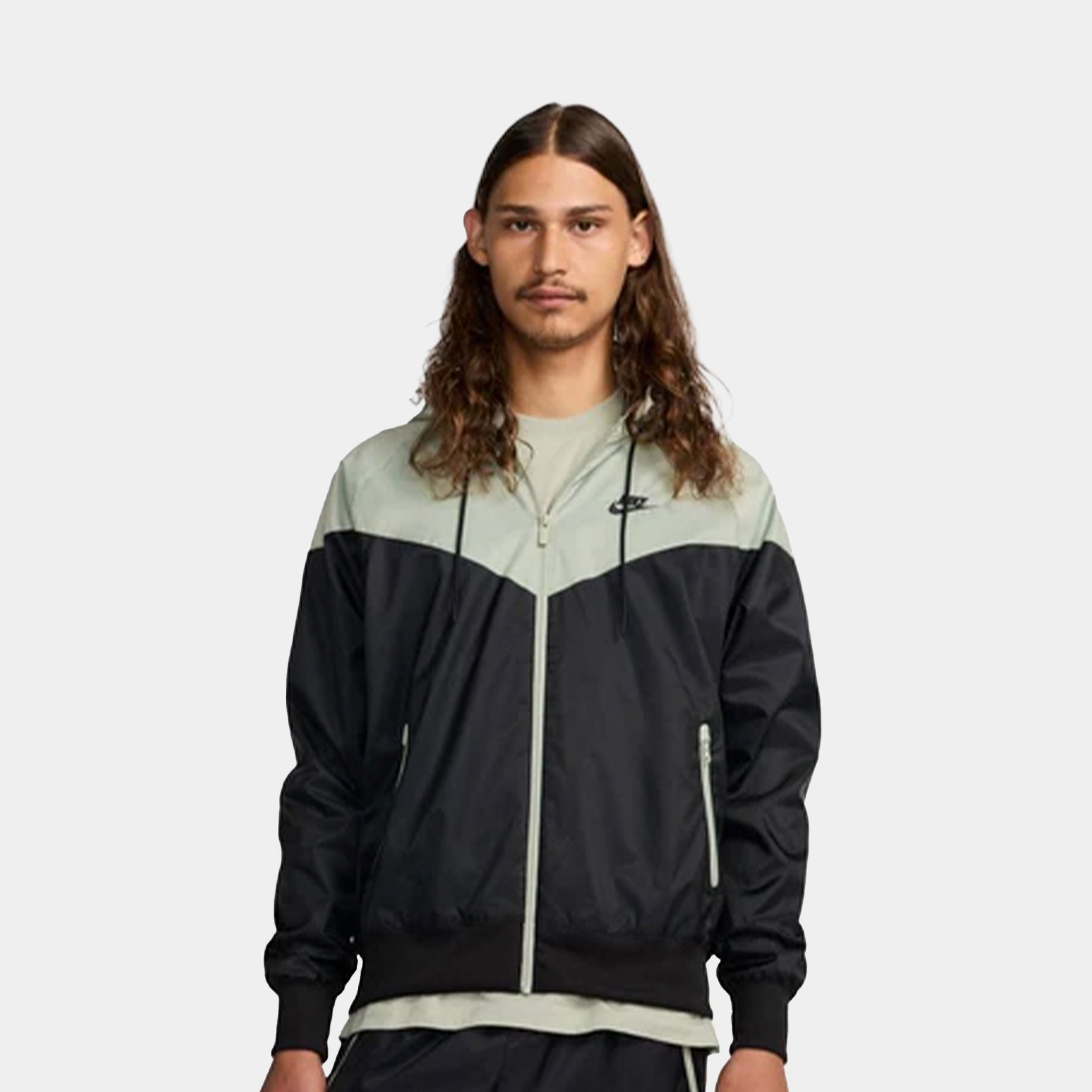 Nike NSW Full Zip Windrunner Mens Jacket Black Green DA0001-018