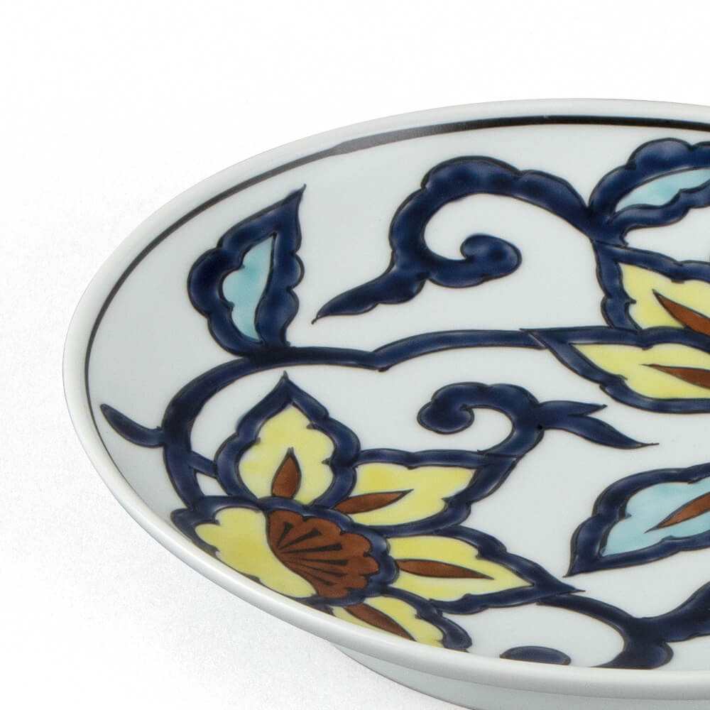 中皿 2枚 金彩 色絵付 花文様 宝文様 角富 台皿 色絵金襴花詰 / 高