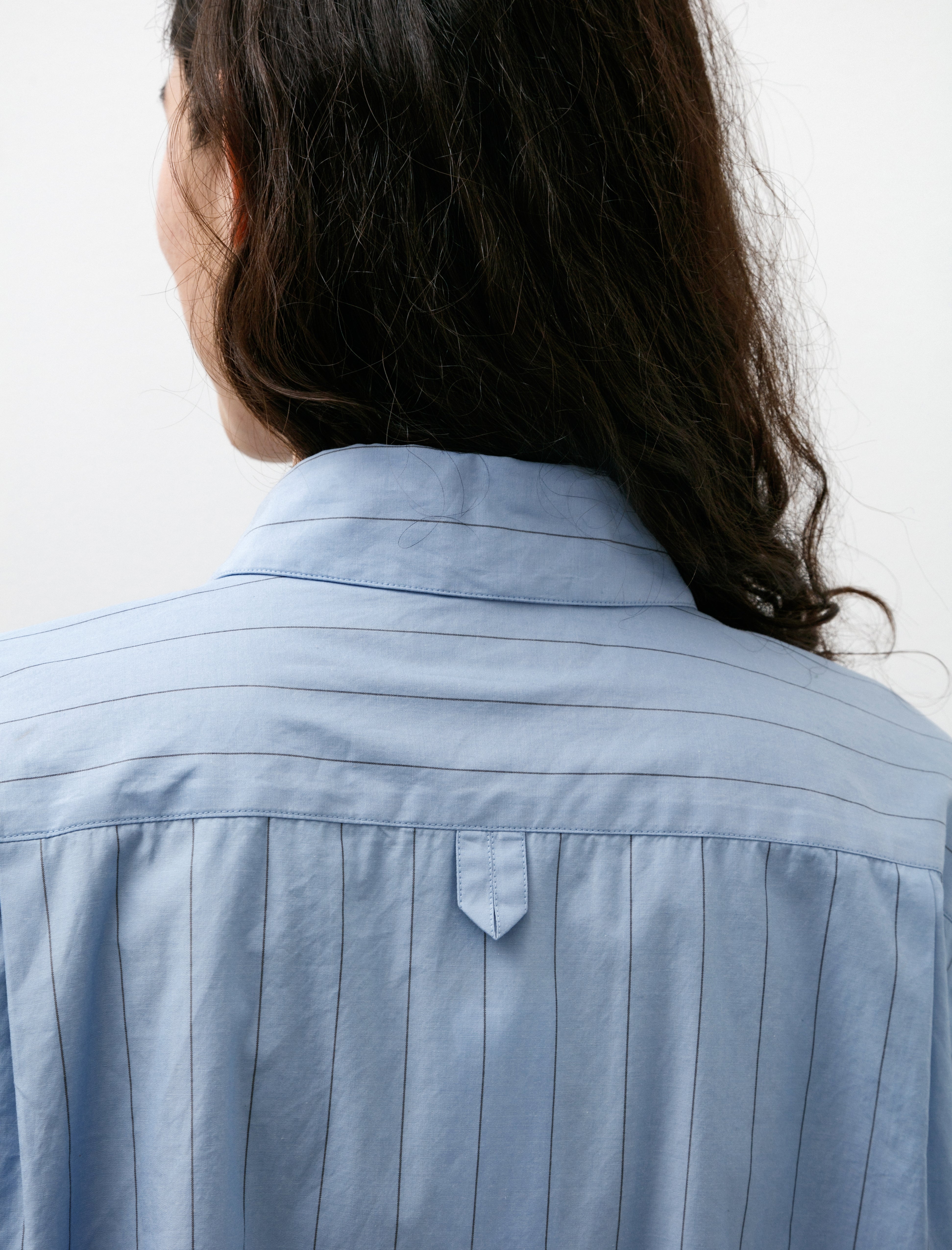 Margaret Howell Swing Shirt Wide Stripe Cotton Blue/Off Black