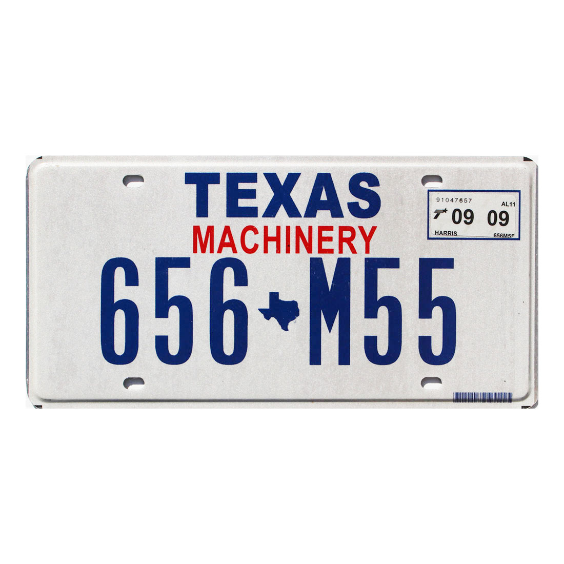 2009 Texas Machinery License Plate #656M55 | Specialty Plate
