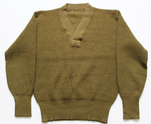 40s 米軍 USAAF A-1 Vネック ウールニット セーター オリーブドラブ